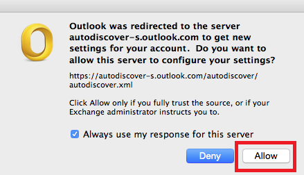 photo of message to allow the server to configure your settings, click allow