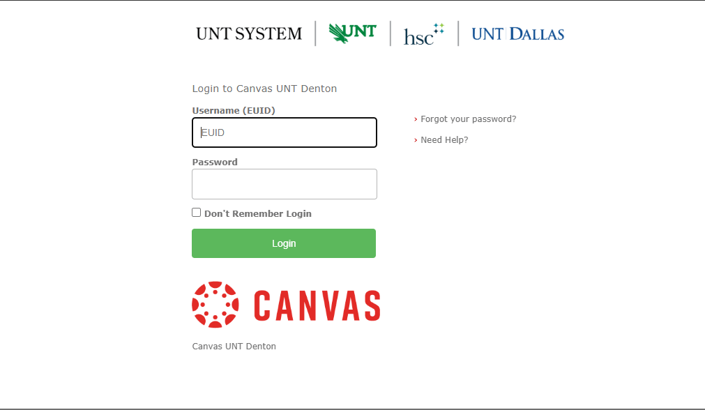 canvas single sign in login page