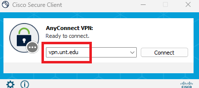 Cisco AnyConnect Connection Window