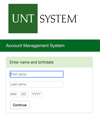 Account Management System new account activation portal